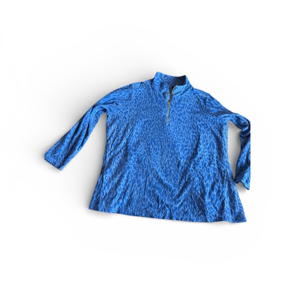 Susan Graver Weekends Blue Textured Sweatshirt